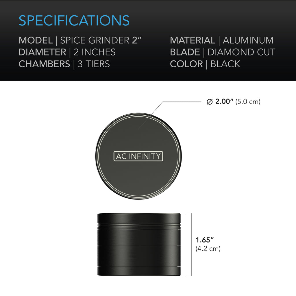 AC Infinity 3-Chamber Spice Grinder Black 2-Inch product image 4