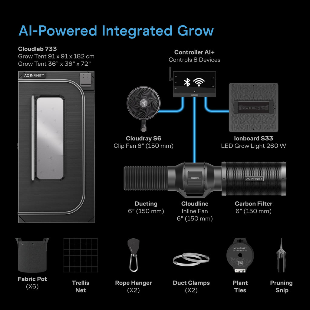 3x3 grow tent in cm AC Infinity Advance Grow Tent System 3x3, 3-Plant Kit