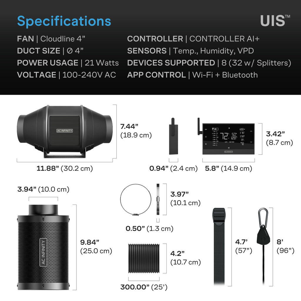 AC Infinity Air Filtration Kit PRO 4" Inline Fan w/ Smart Controller product image 7