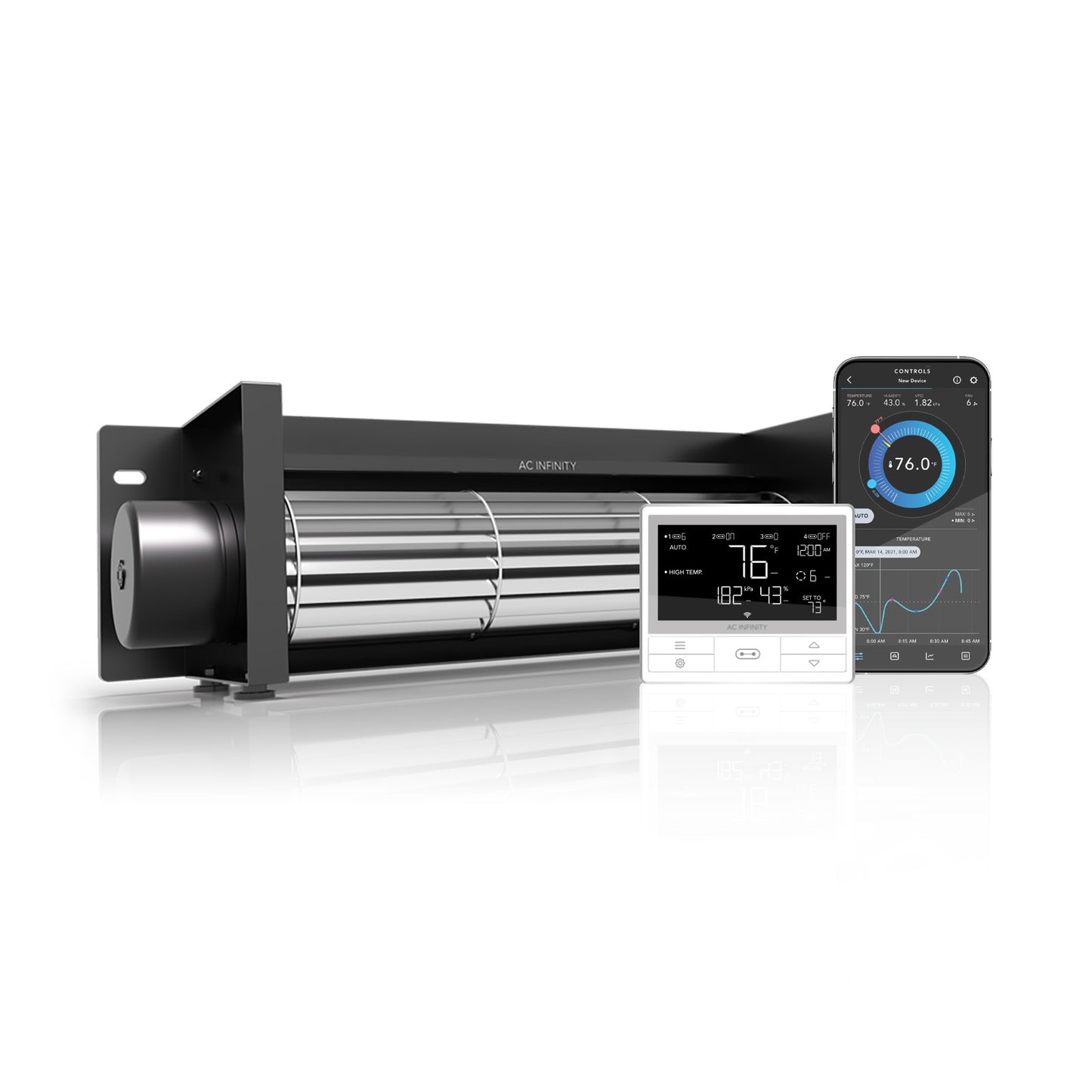 AC Infinity AIRBLAZE T12, Fireplace Blower 12" w/ Temperature Controller product image 1