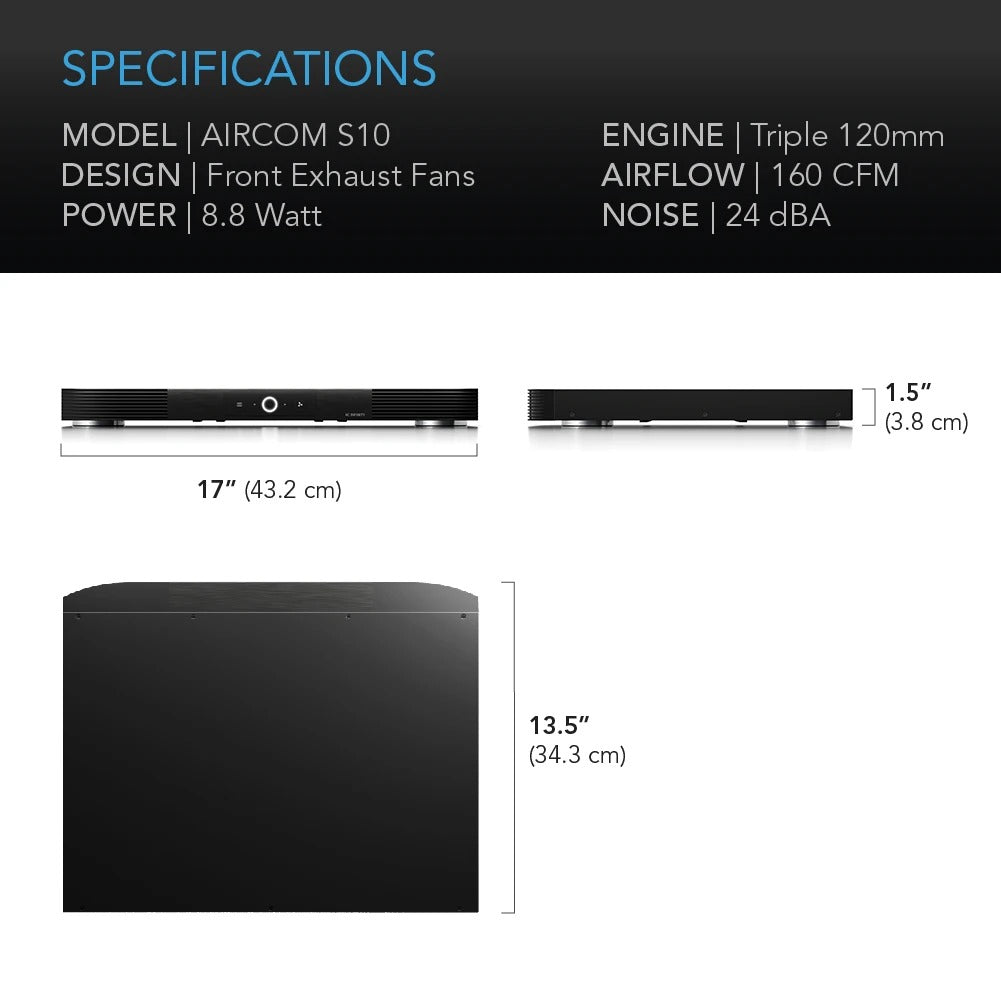 AC Infinity AIRCOM S10, AV Receiver Cooling Fan w/ Thermal Trigger, 17" Front Exhaust product image 6