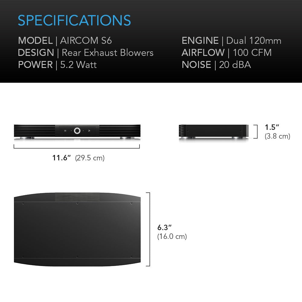 AC Infinity AIRCOM S6, AV Receiver Cooling Fan w/ Thermal Trigger, 12" Rear Exhaust product image 7