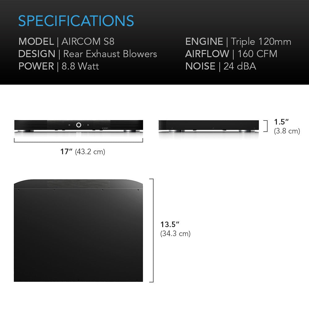 AC Infinity AIRCOM S8, AV Receiver Cooling Fan w/ Thermal Trigger, 17" Rear Exhaust product image 7