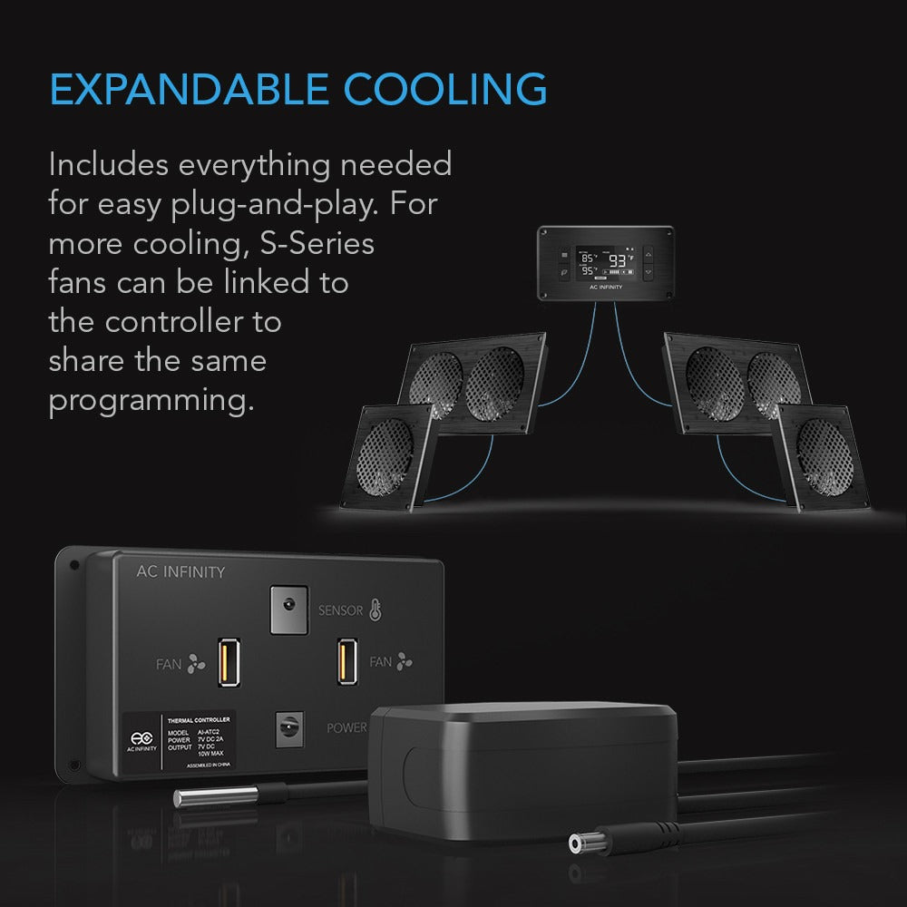 AC Infinity AIRPLATE T7, Quiet Cabinet Cooling Fan 12" w/ Temperature Controller product image 4