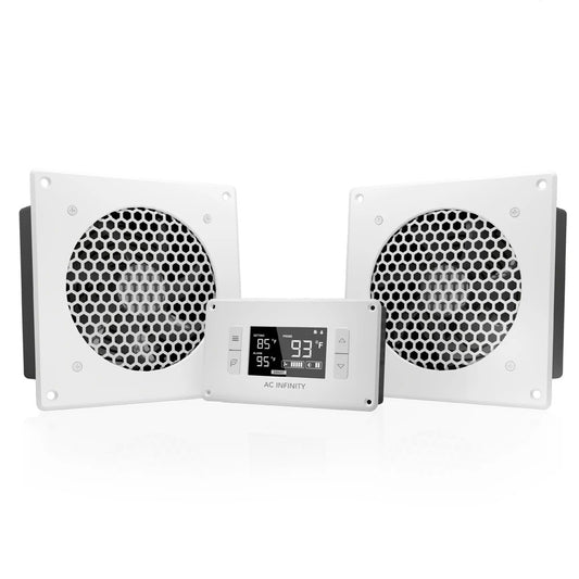 AC Infinity AIRPLATE T8 White, Quiet Cabinet Cooling Fan Dual 6" w/ Temperature Controller product image 1