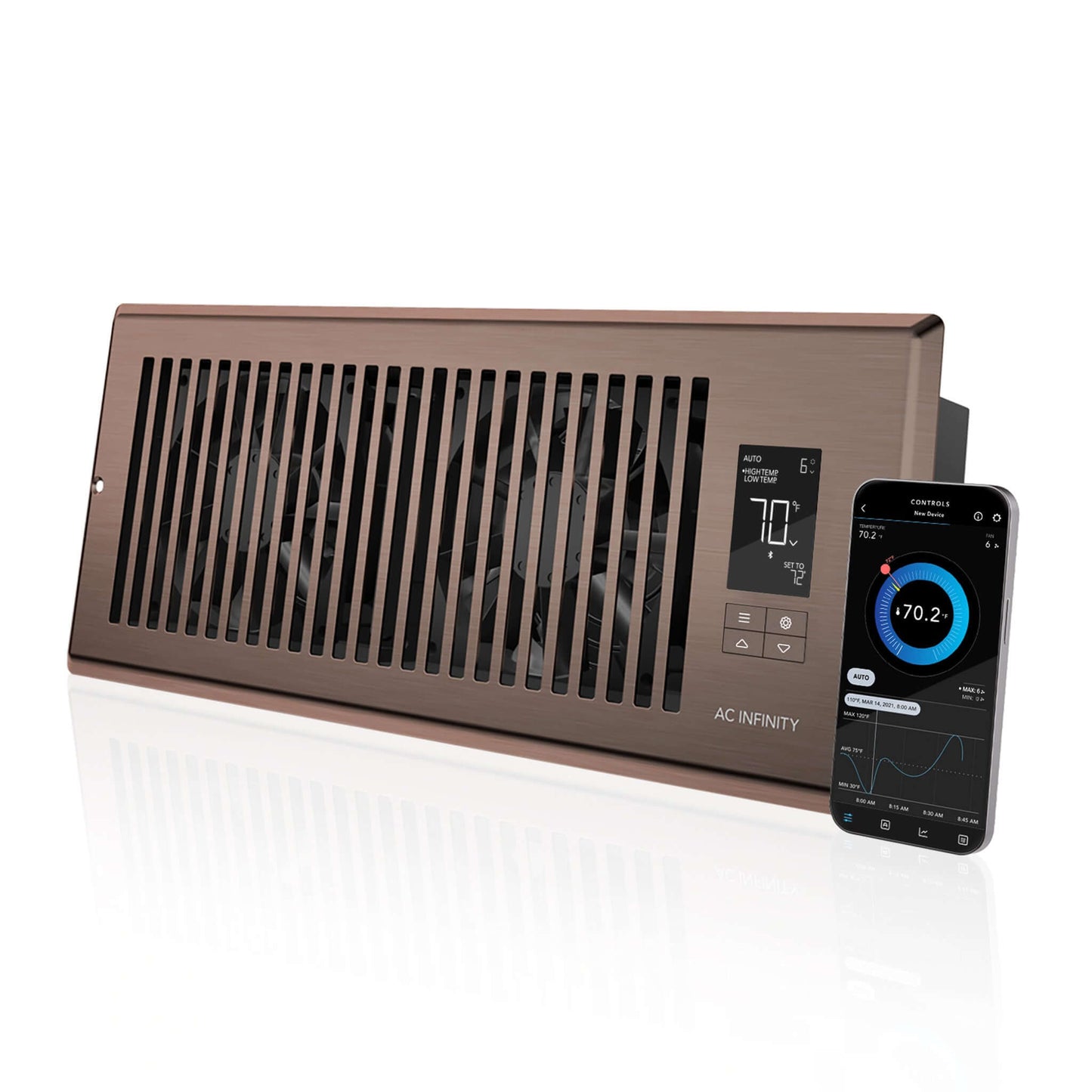 AC Infinity AIRTAP T4, Quiet Register Booster Fan System, Brown Bronze, for 4" x 12" Registers