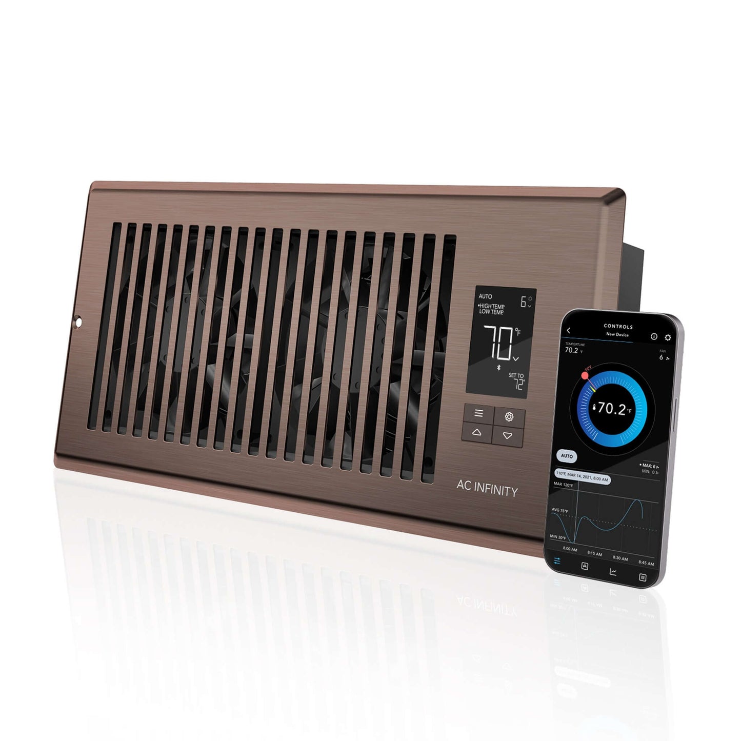 AC Infinity AIRTAP T4, Quiet Register Booster Fan System, Brown Bronze, for 4" x 10" Registers