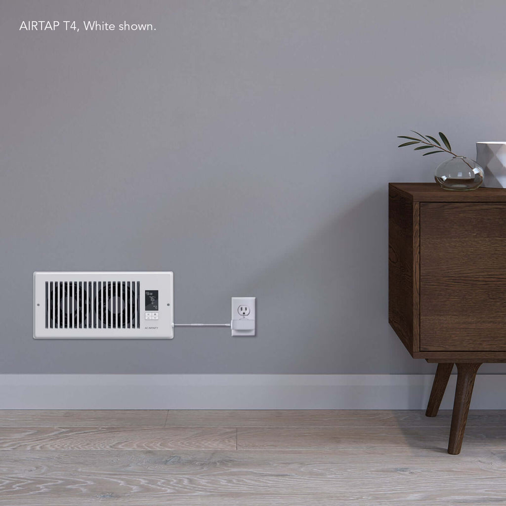 AC Infinity AIRTAP T4 Quiet Register Booster Fan System White product image 7