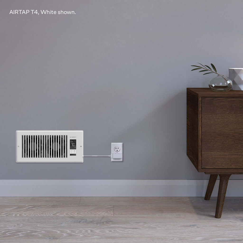 AC Infinity AIRTAP T6 Quiet Register Booster Fan System White product image 7