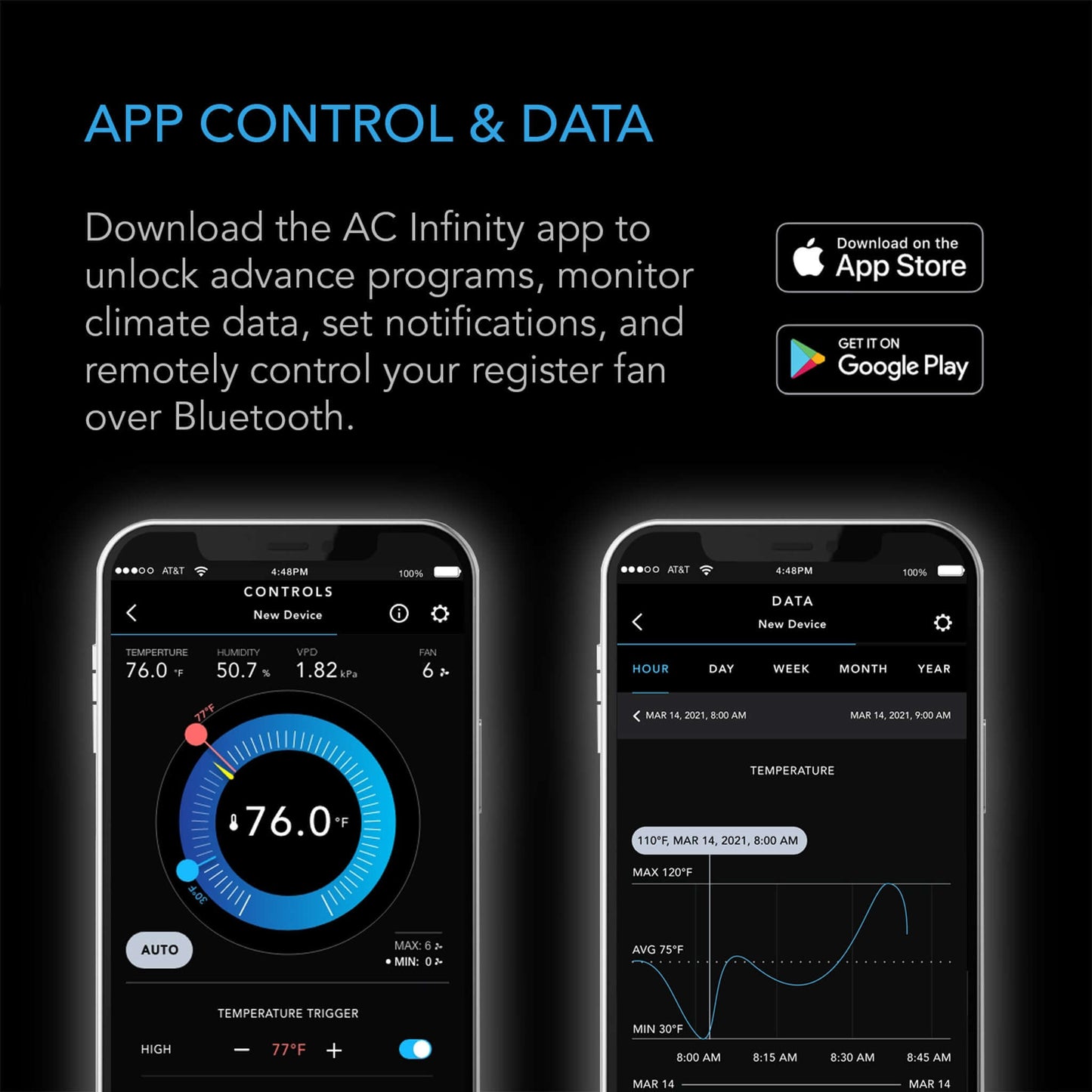 AC Infinity AIRTAP T4, Quiet Register Booster Fan System, Brown Bronze, for 4" x 12" Registers