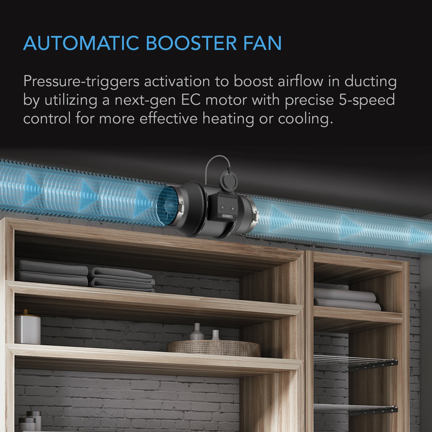 AC Infinity Automatic Booster Duct Fan Inline Fan w/ Pressure Switch product image 2