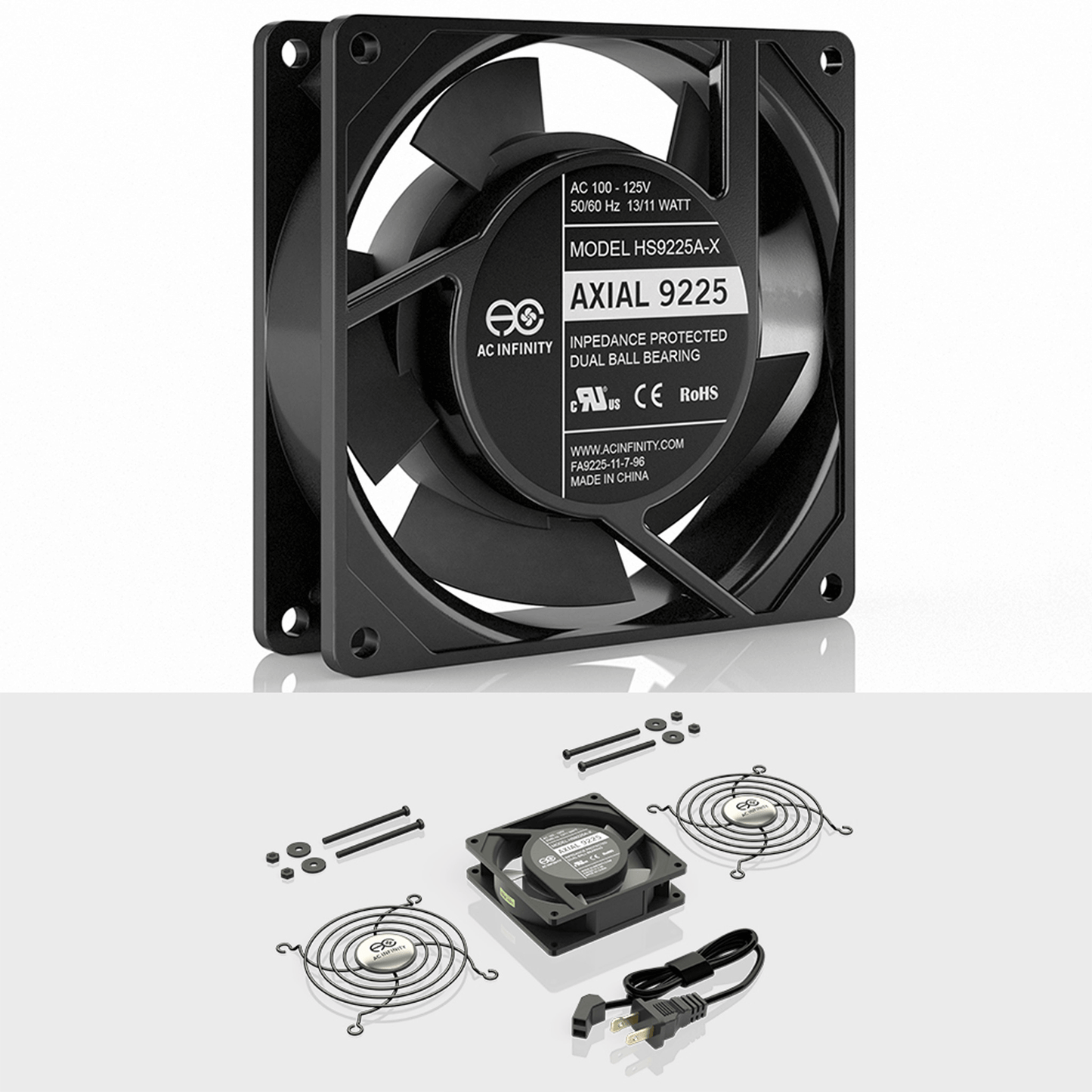 AC Infinity AXIAL 9225, Muffin 120V AC Cooling Fan, 92mm x 92mm x 25mm HS9225A-X Climate Control 854759004228