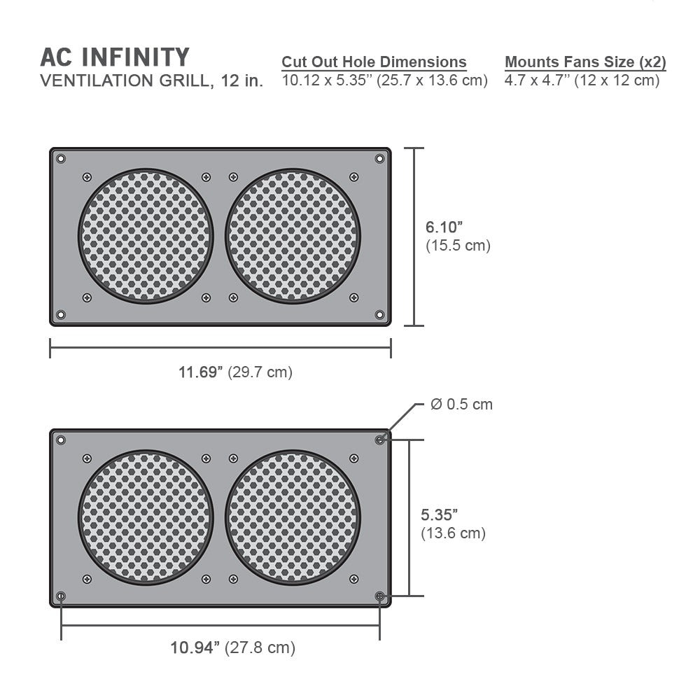 AC Infinity Cabinet Ventilation Grille Black 12" product image 3