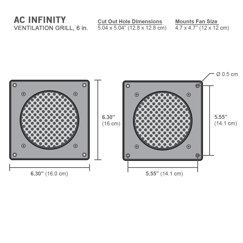 AC Infinity Cabinet Ventilation Grille Black 6" product image 3