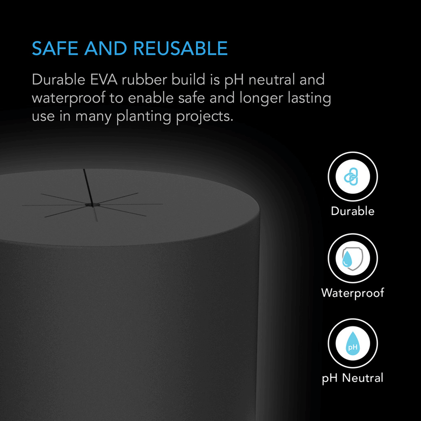 Durable EVA rubber AC Infinity clone collar, waterproof and pH neutral, ideal for hydroponic plant growth and safe planting projects.