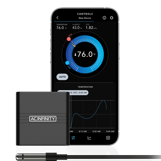 AC Infinity CLOUDCOM A1, Mini Smart Thermo-Hygrometer with Data App, 12 ft. Sensor Probe AC-CCA1 Climate Control