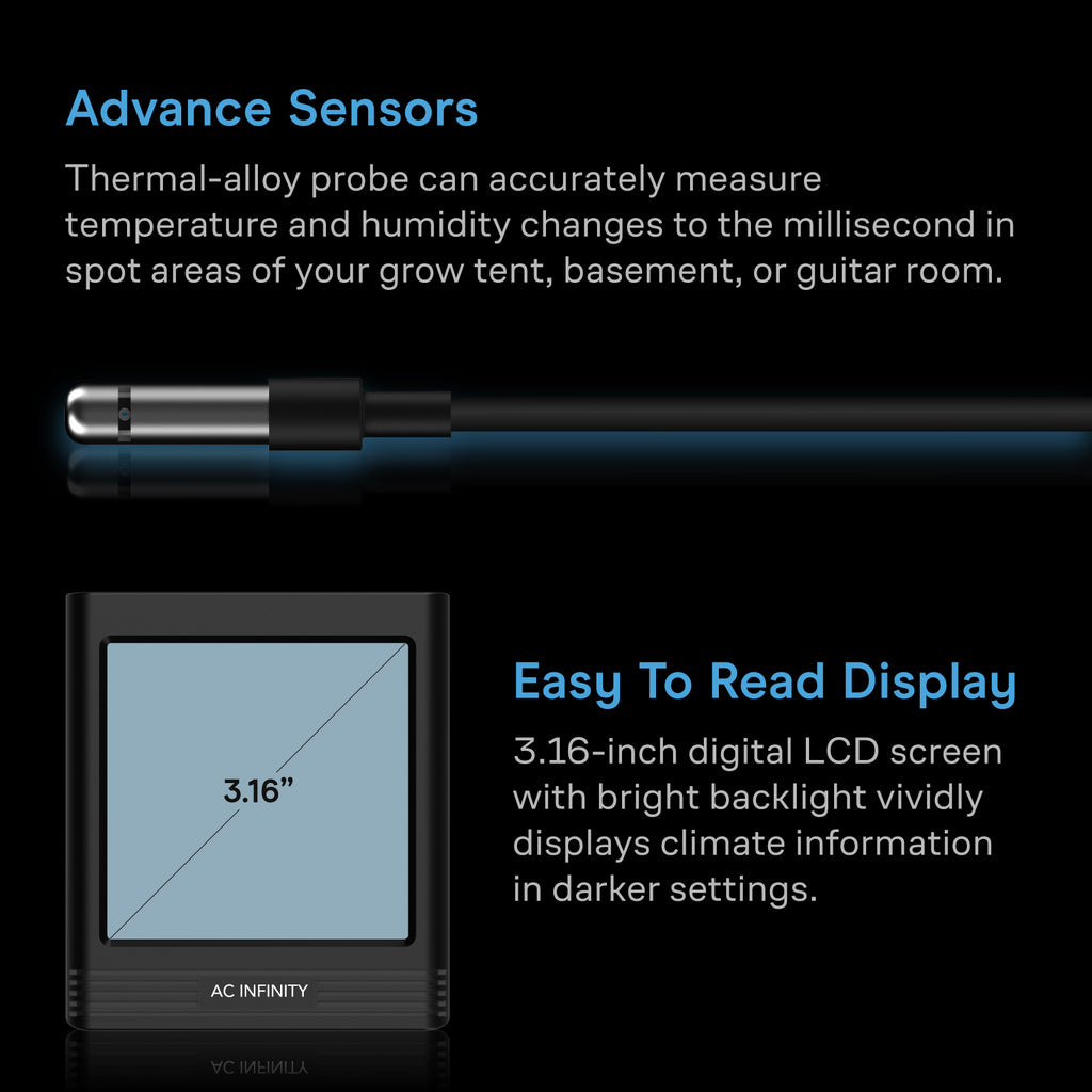 AC Infinity CLOUDCOM B1 Smart Thermo-Hygrometer w/ Data App 12 ft. product image 5