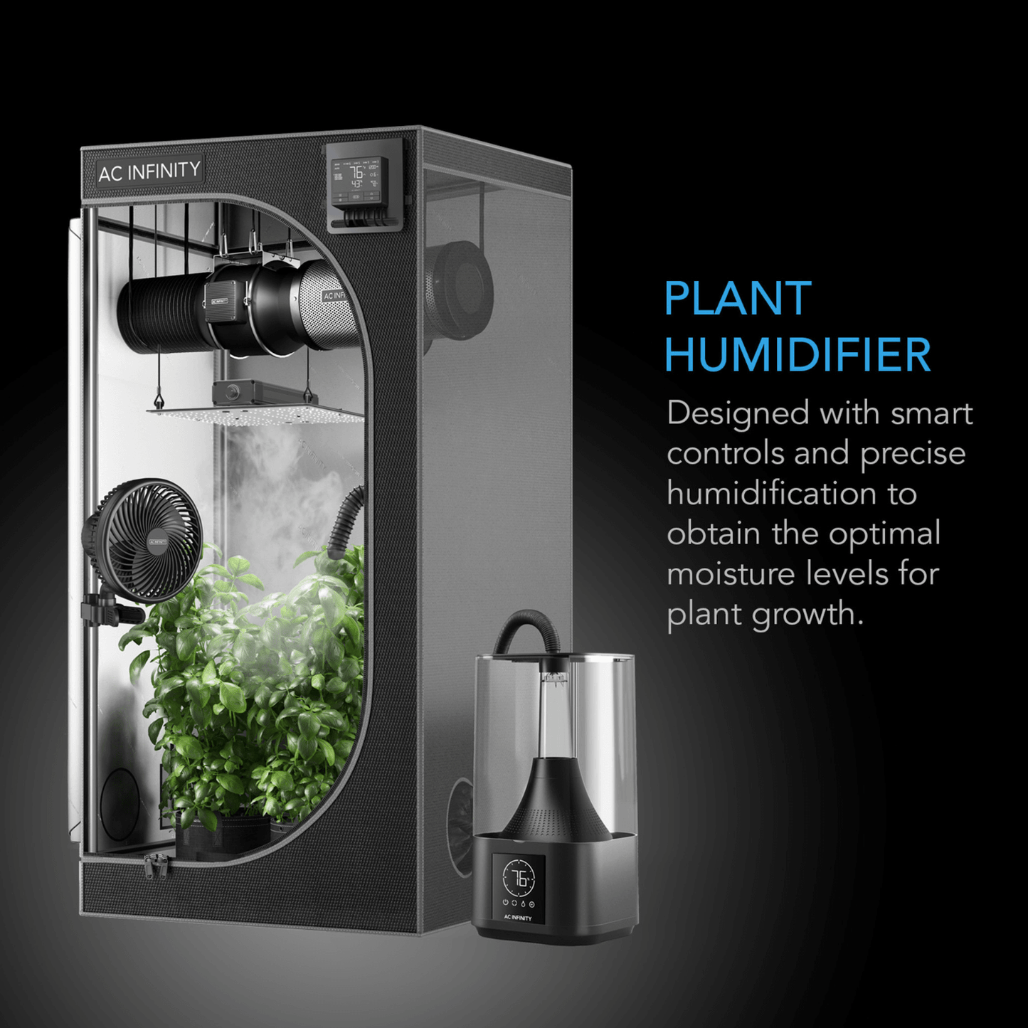AC Infinity CLOUDFORGE T3, Environmental Plant Humidifier, 4.5L, Smart Controls, Targeted Vaporizing AC-CFT3 Climate Control