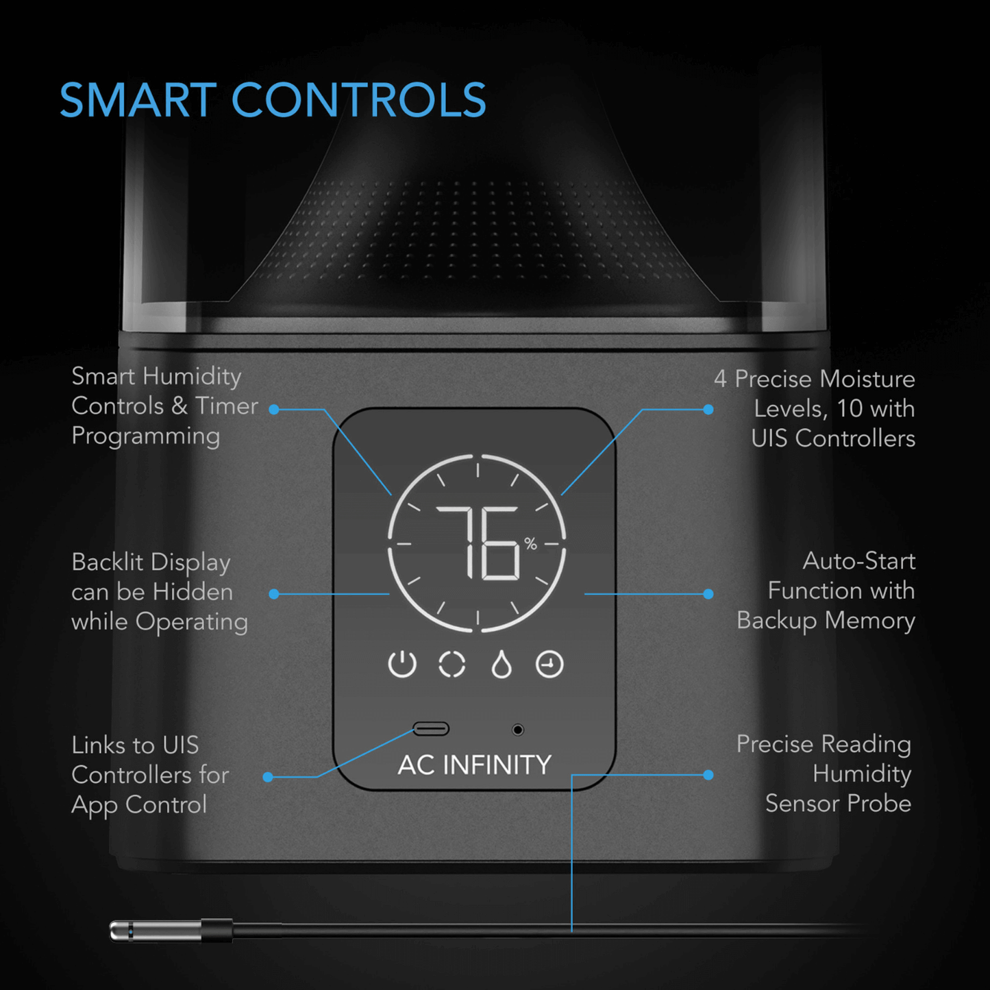 AC Infinity CLOUDFORGE T5, Environmental Plant Humidifier, 9L, Smart Controls, Targeted Vaporizing AC-CFT5 Climate Control