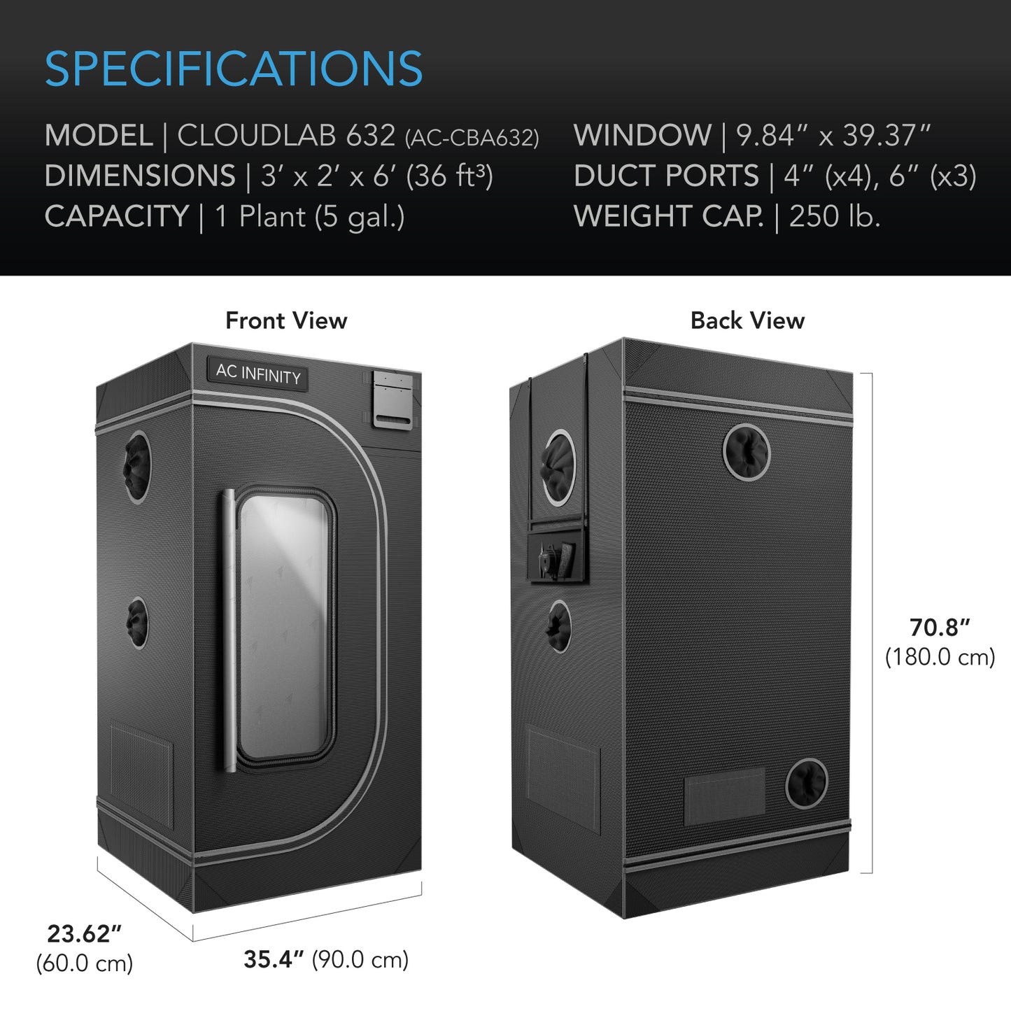 AC Infinity CLOUDLAB 632 Advance Grow Tent 2000D Diamond Mylar Canvas product image 7