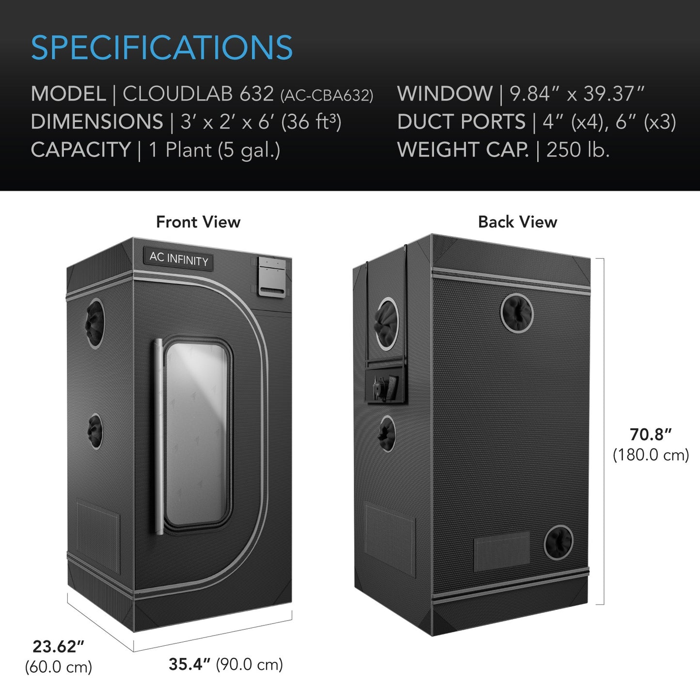 AC Infinity CLOUDLAB 632 Advance Grow Tent 2000D Diamond Mylar Canvas product image 8