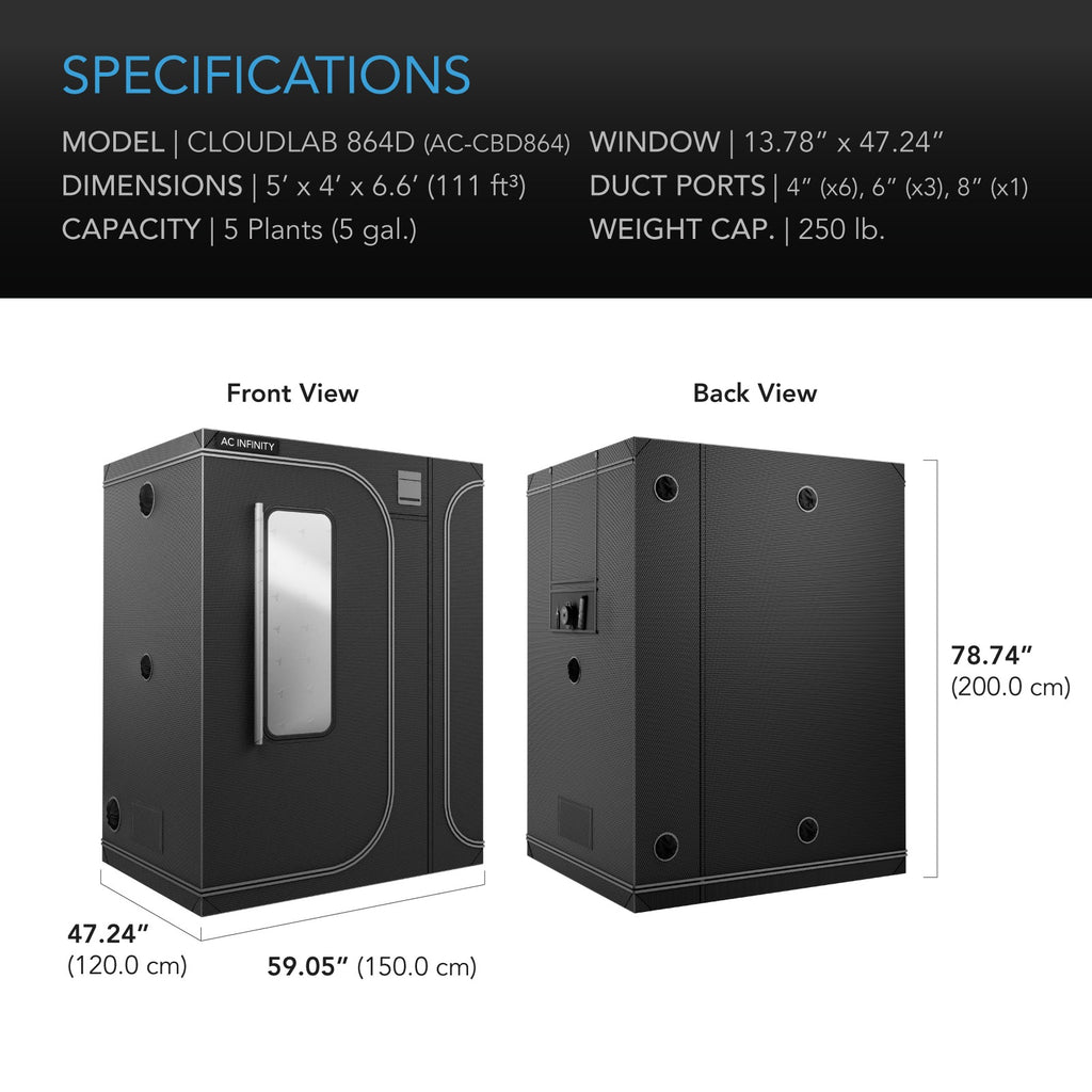 AC Infinity CLOUDLAB 864D 2-in-1 Advance Grow Tent 5x4 2000D Mylar product image 8