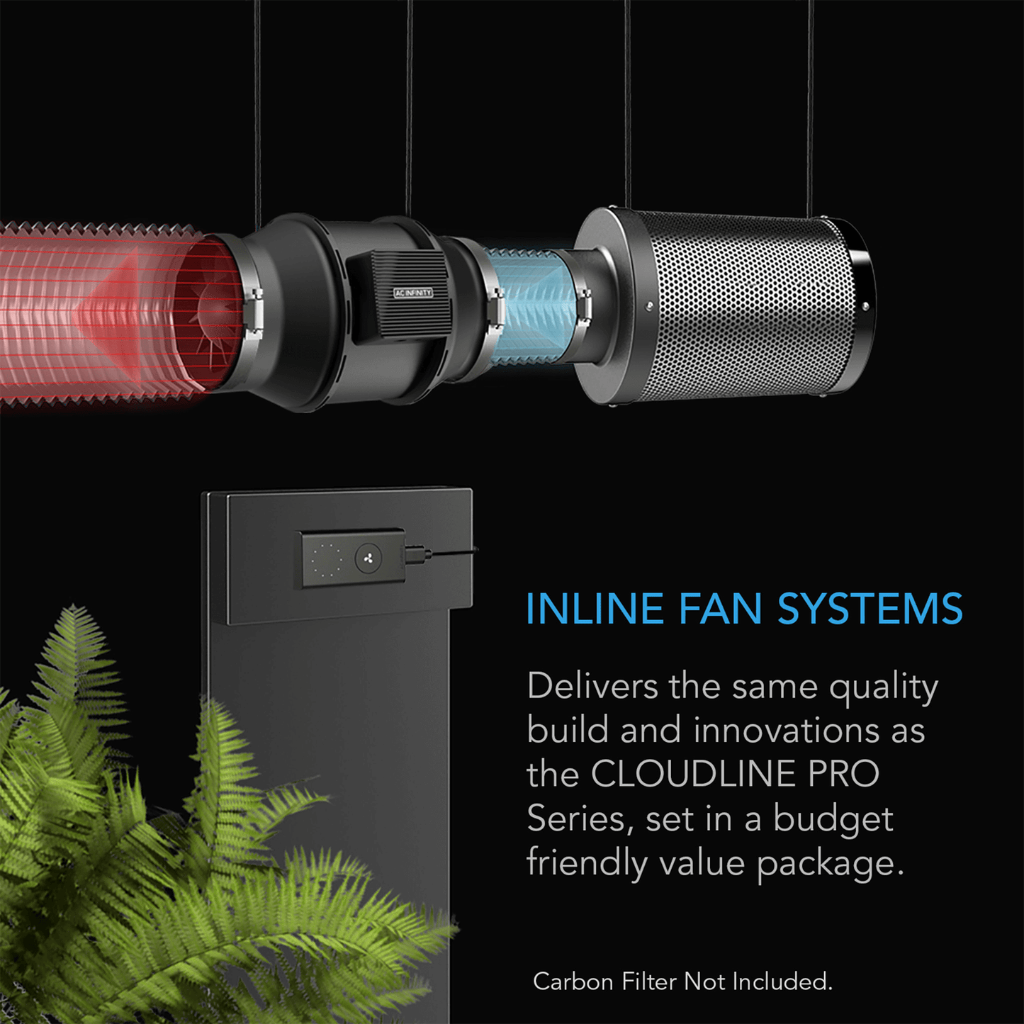 AC Infinity CLOUDLINE LITE A8, Quiet Inline Fan with Speed Controller, 8-Inch | AI-CLA8 | Grow Tents Depot | Climate Control | 819137021761