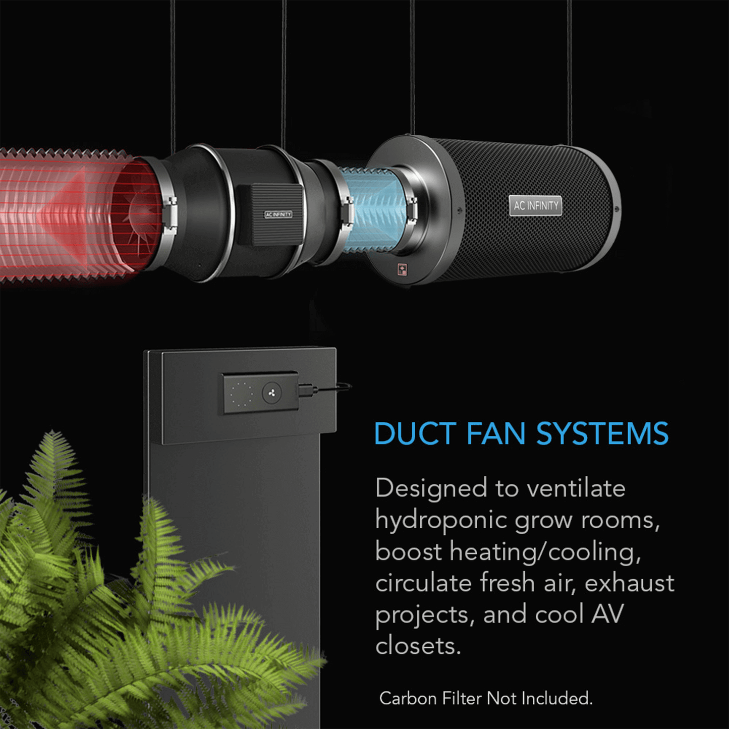 AC Infinity CLOUDLINE S6, Quiet Inline Duct Fan System with Speed Controller, 6-Inch | AI-CLS6 | Grow Tents Depot | Climate Control | 819137020306