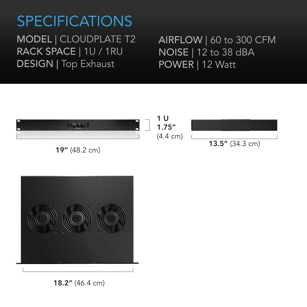AC Infinity CLOUDPLATE T2, Quiet Rack Cooling Fan System, 1U Top Exhaust product image 6