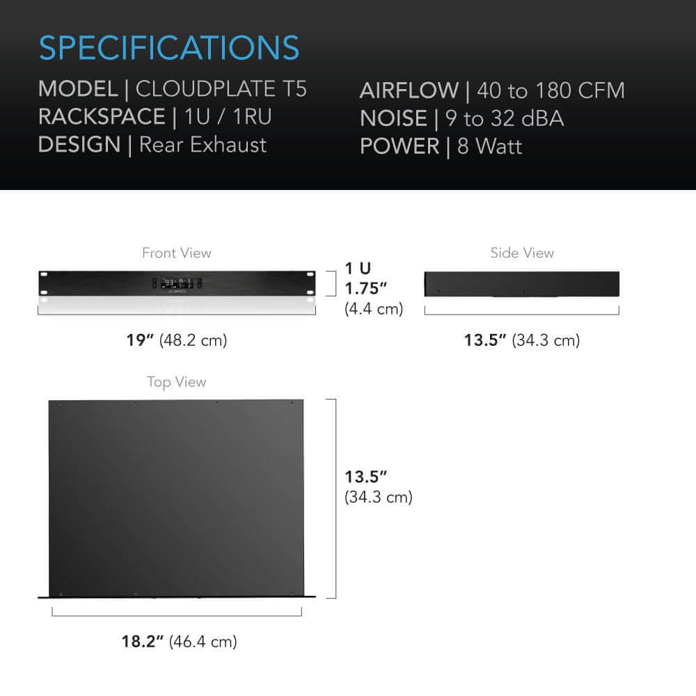 AC Infinity CLOUDPLATE T5 Quiet Rack Cooling Fan System 1U Rear product image 6