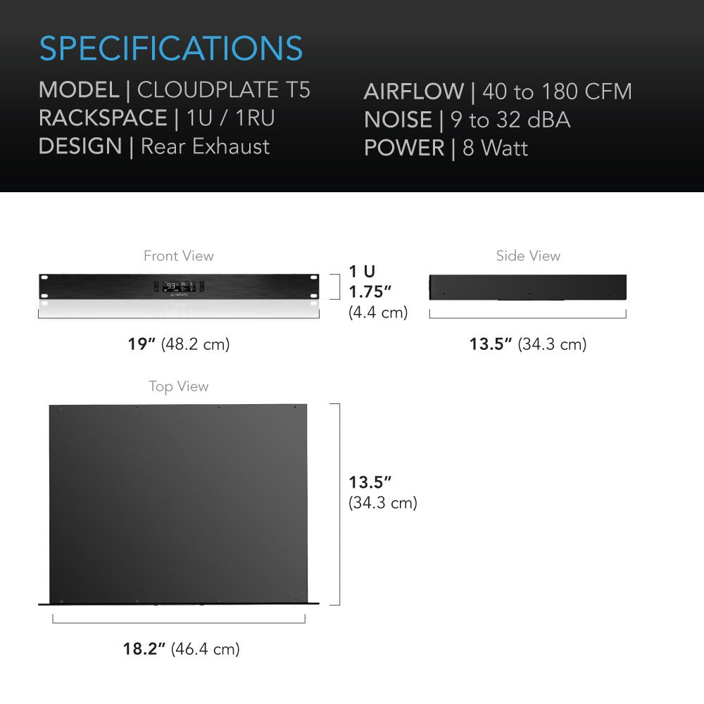 AC Infinity CLOUDPLATE T5, Quiet Rack Cooling Fan System, 1U Rear Exhaust product image 6