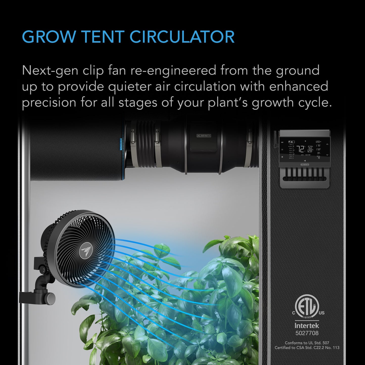 AC Infinity CLOUDRAY A9 Grow Tent Clip Fan 9" w/ 10 Speeds EC-Motor product image 3