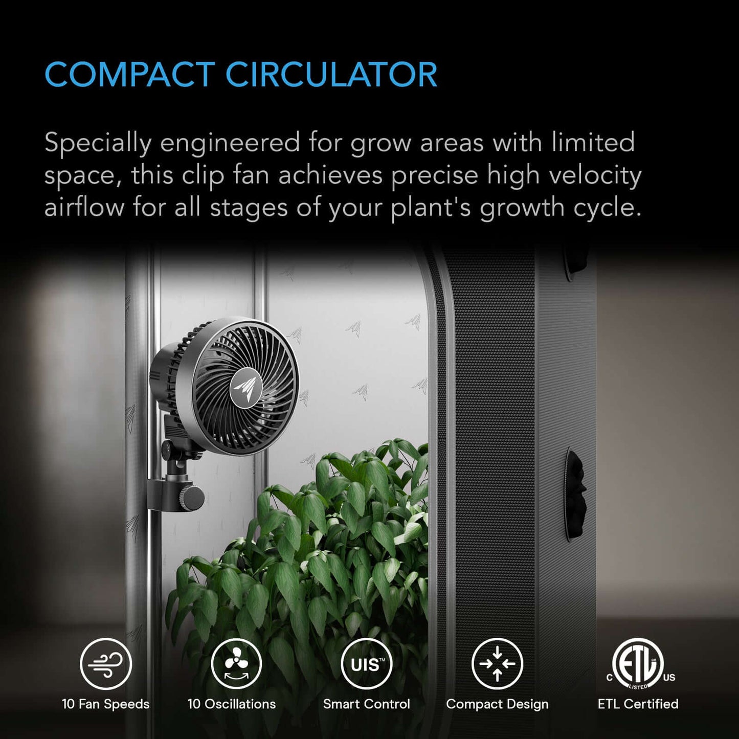 AC Infinity CLOUDRAY S4 Ultra-Compact Grow Tent Clip Fan 4" product image 2