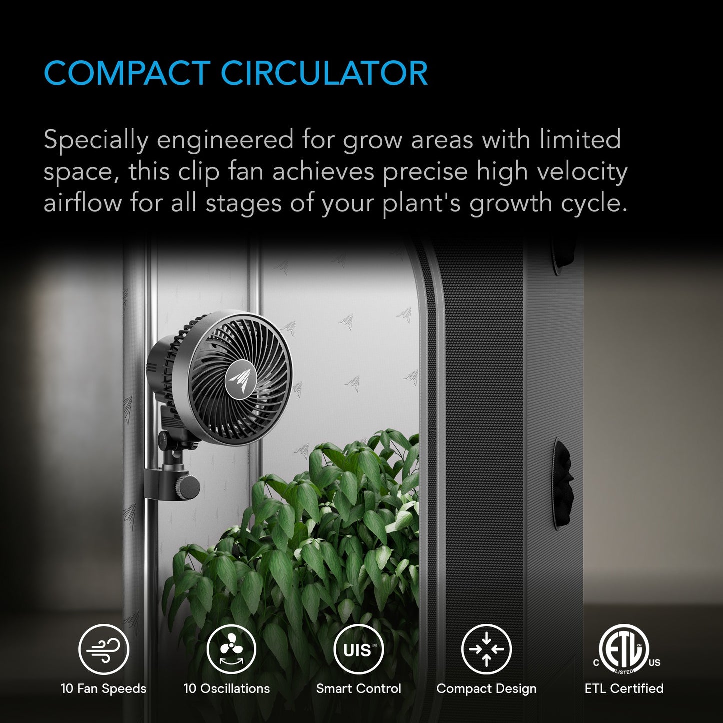 AC Infinity CLOUDRAY S4 Ultra-Compact Grow Tent Clip Fan 4" product image 4