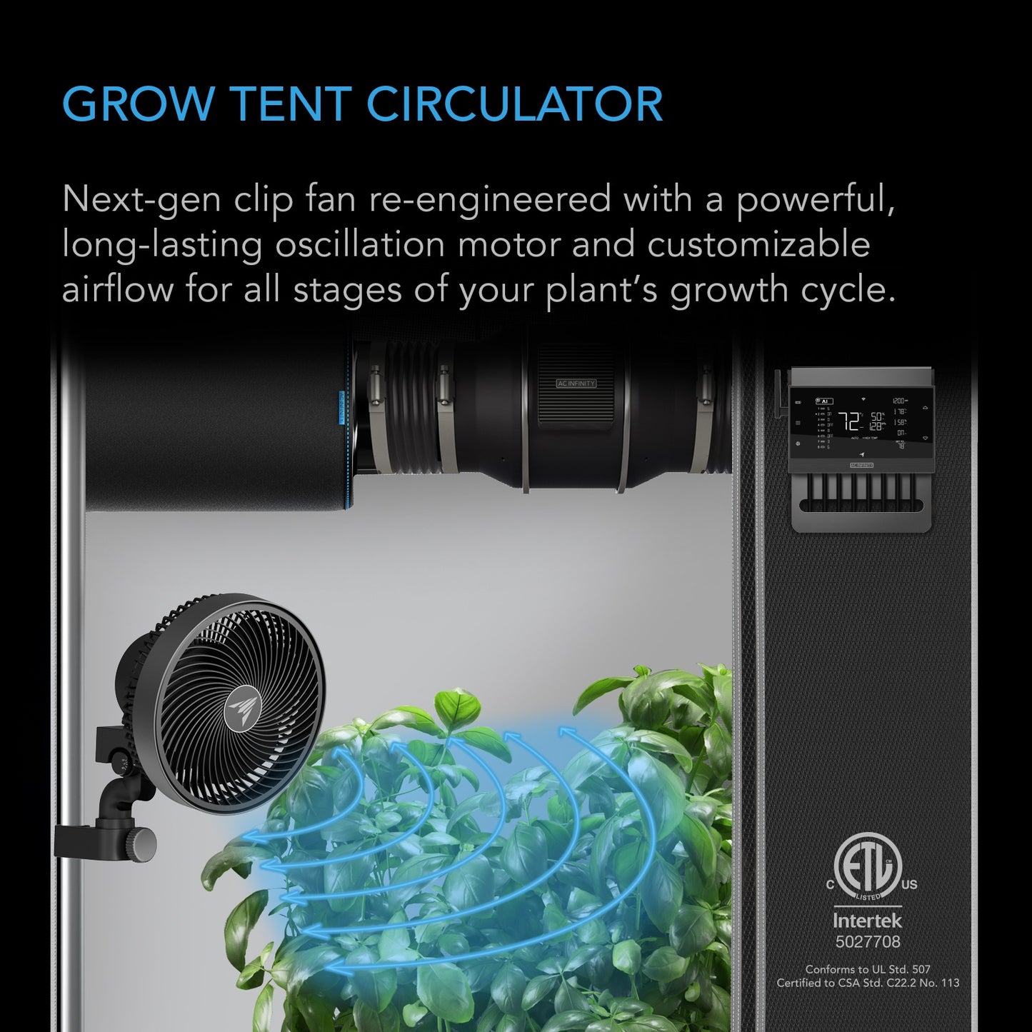 AC Infinity CLOUDRAY S6 Grow Tent Clip Fan 6" w/ 10 Speeds EC-Motor product image 4