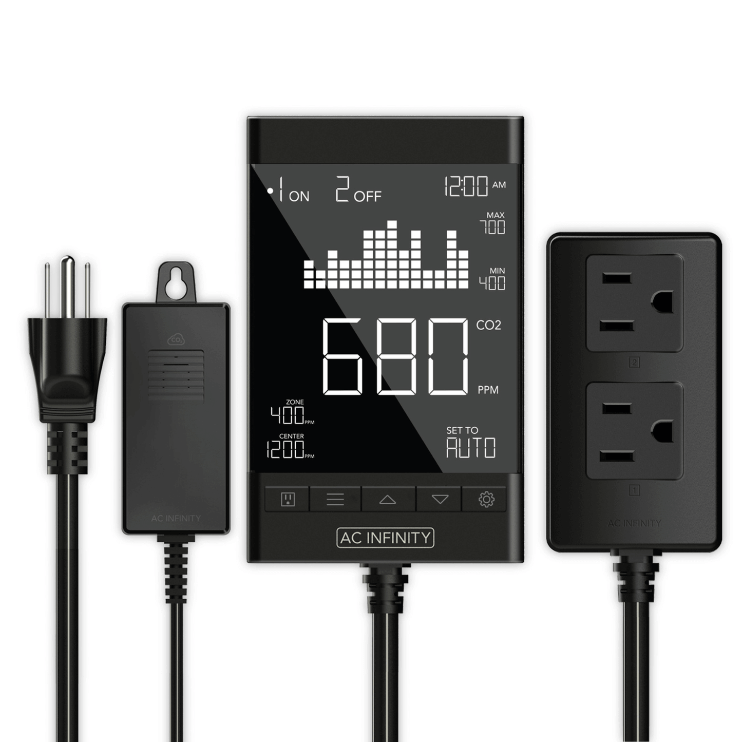 AC Infinity CO2 Controller, Smart Outlet Carbon Dioxide Monitor for CO2 Regulators and Inline Fans AC-CTC7 Climate Control 819137022997