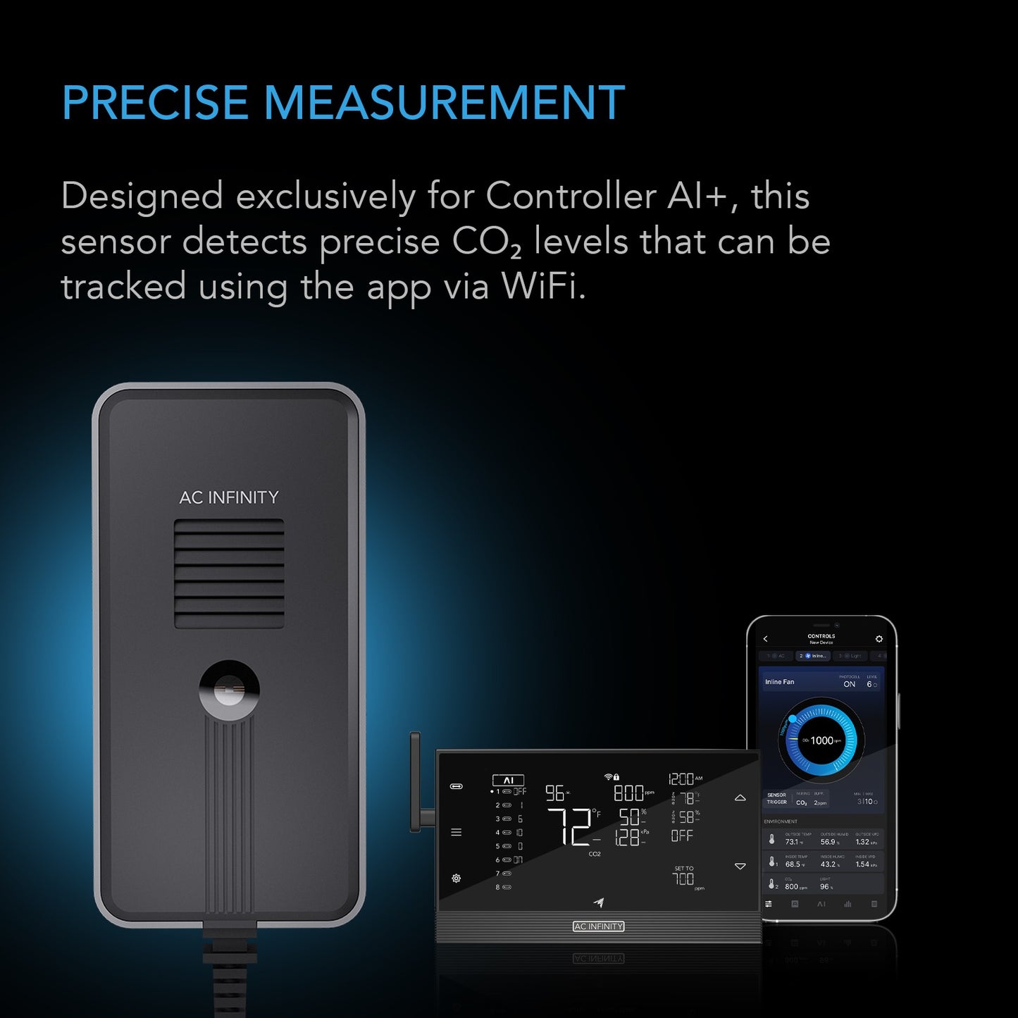 AC Infinity CO2 + Light Sensor for Controller AI+ CO2 Data Tracking product image 2