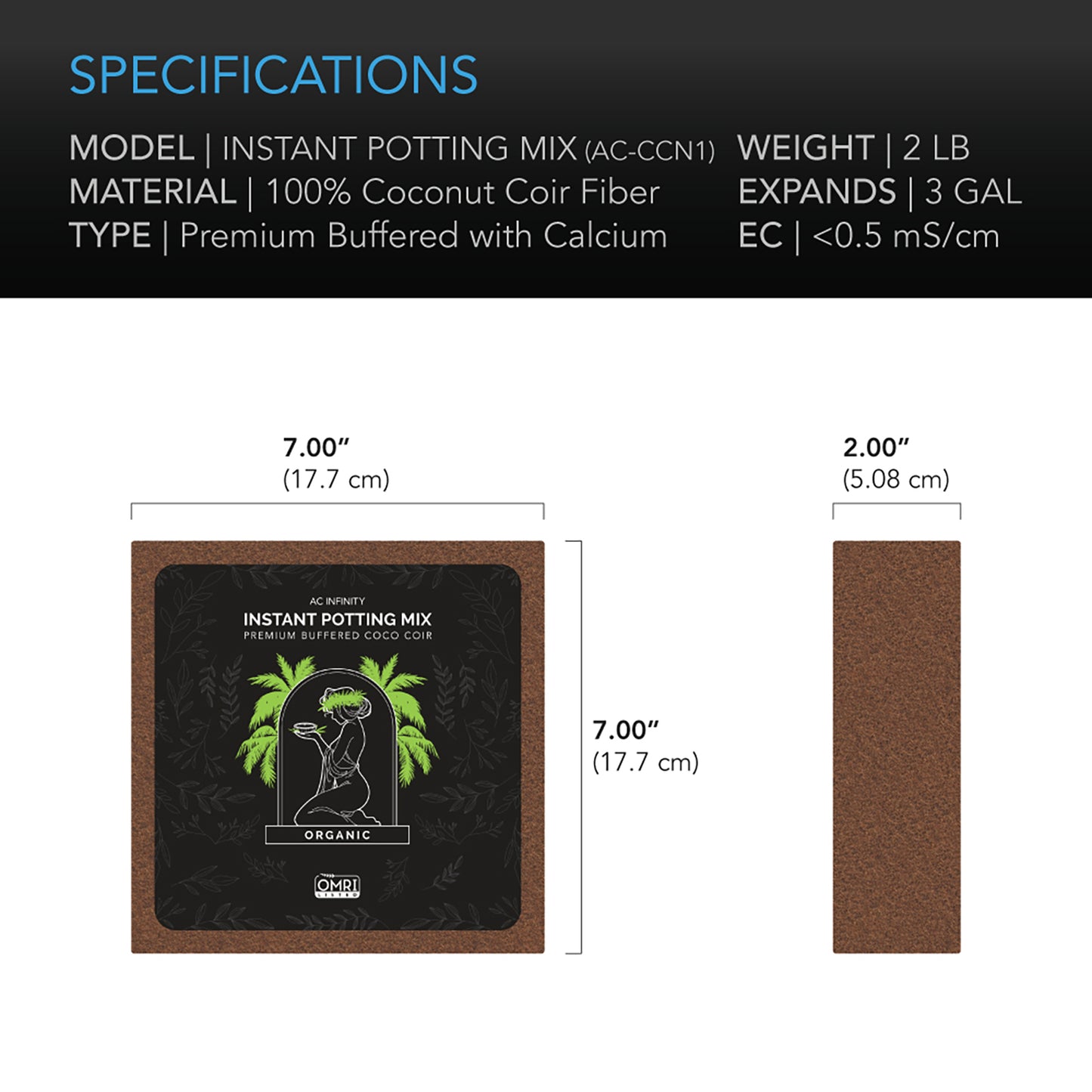 AC Infinity COCO COIR Instant Potting Mix 2 LB. product image 4