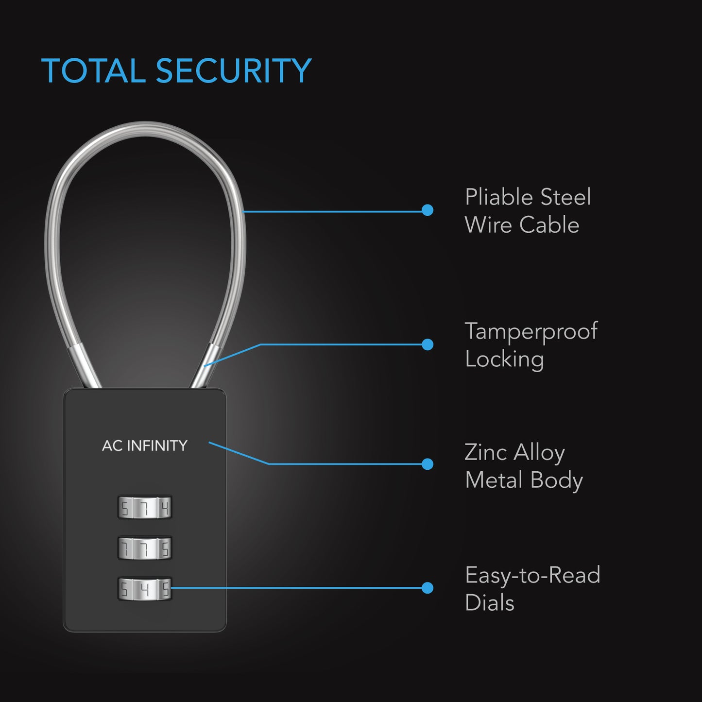 AC Infinity Combination Lock Flexible Steel Cable Loop 2-Pack product image 3