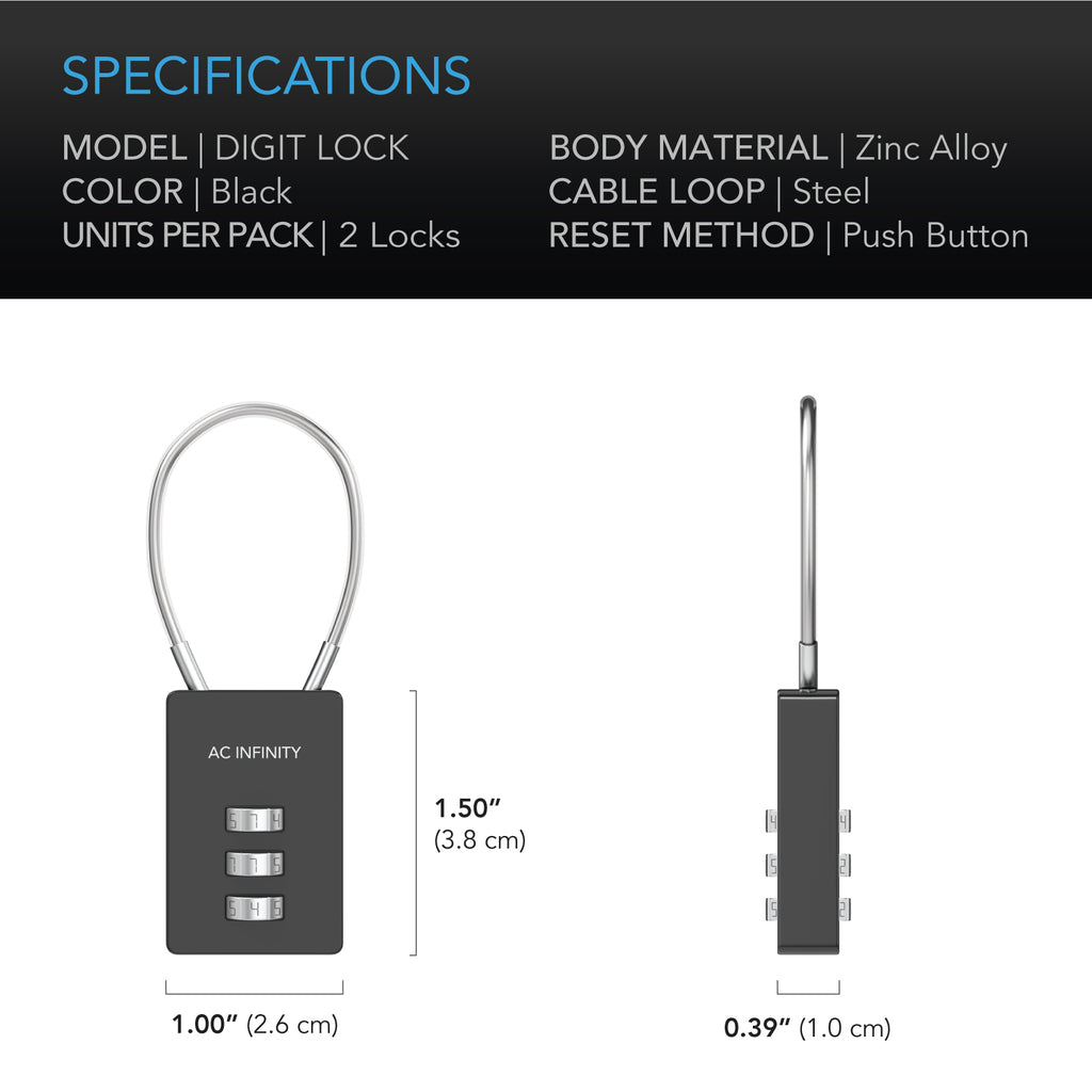 AC Infinity Combination Lock Flexible Steel Cable Loop 2-Pack product image 5