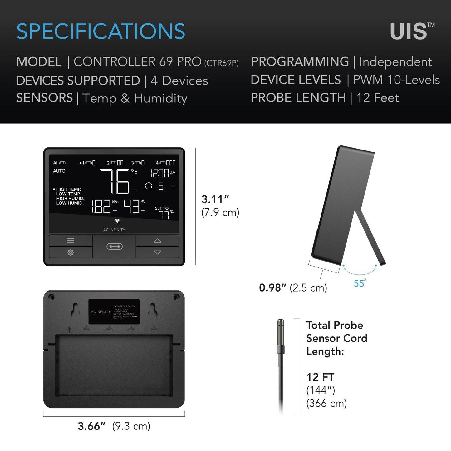 AC Infinity CONTROLLER 69 WiFi Independent Programs for Four Devices product image 6