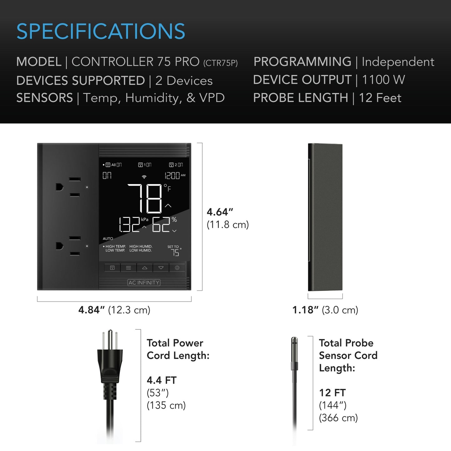 AC Infinity CONTROLLER 75 PRO Independent Programs for Two Devices product image 6
