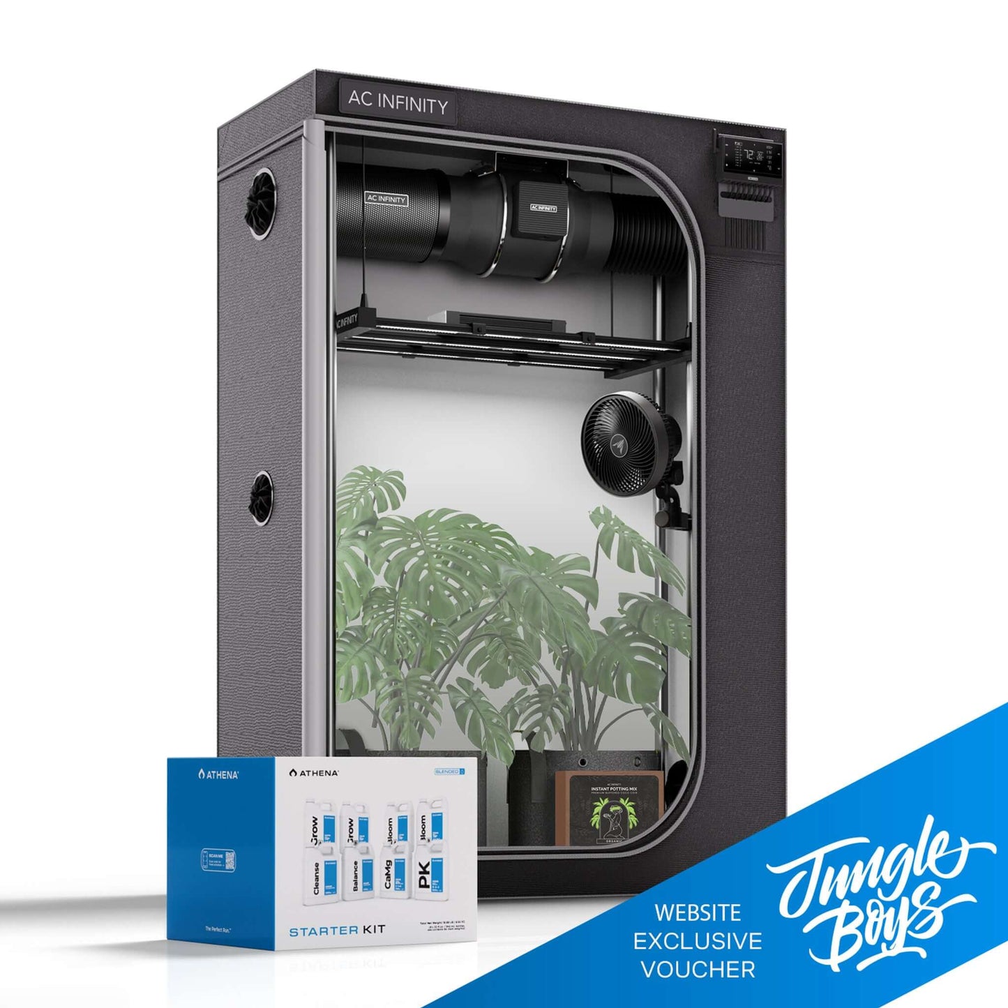 AC Infinity Cultivator Kit, Complete 2-Plant Grow Tent System with Dynamic Learning AI Control and Athena® Blended Starter Kit. WiFi-Integrated Ventilation, Circulation, Full-Spectrum EVO Lights and Refillable Filter