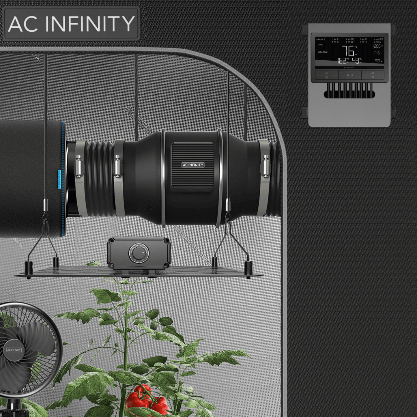 AC Infinity digital controller setup for optimal indoor gardening with temperature, humidity, and VPD control.