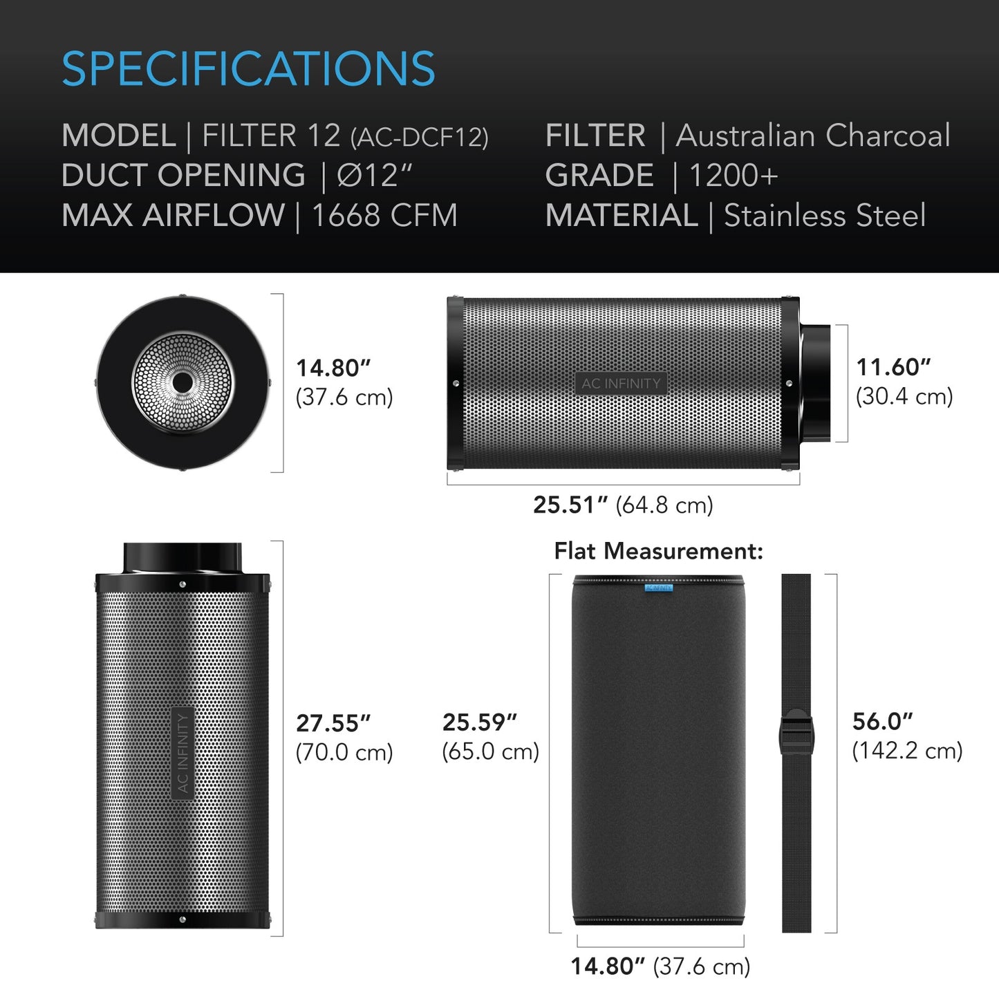 AC Infinity Duct Carbon Filter Australian Charcoal 12-Inch product image 6