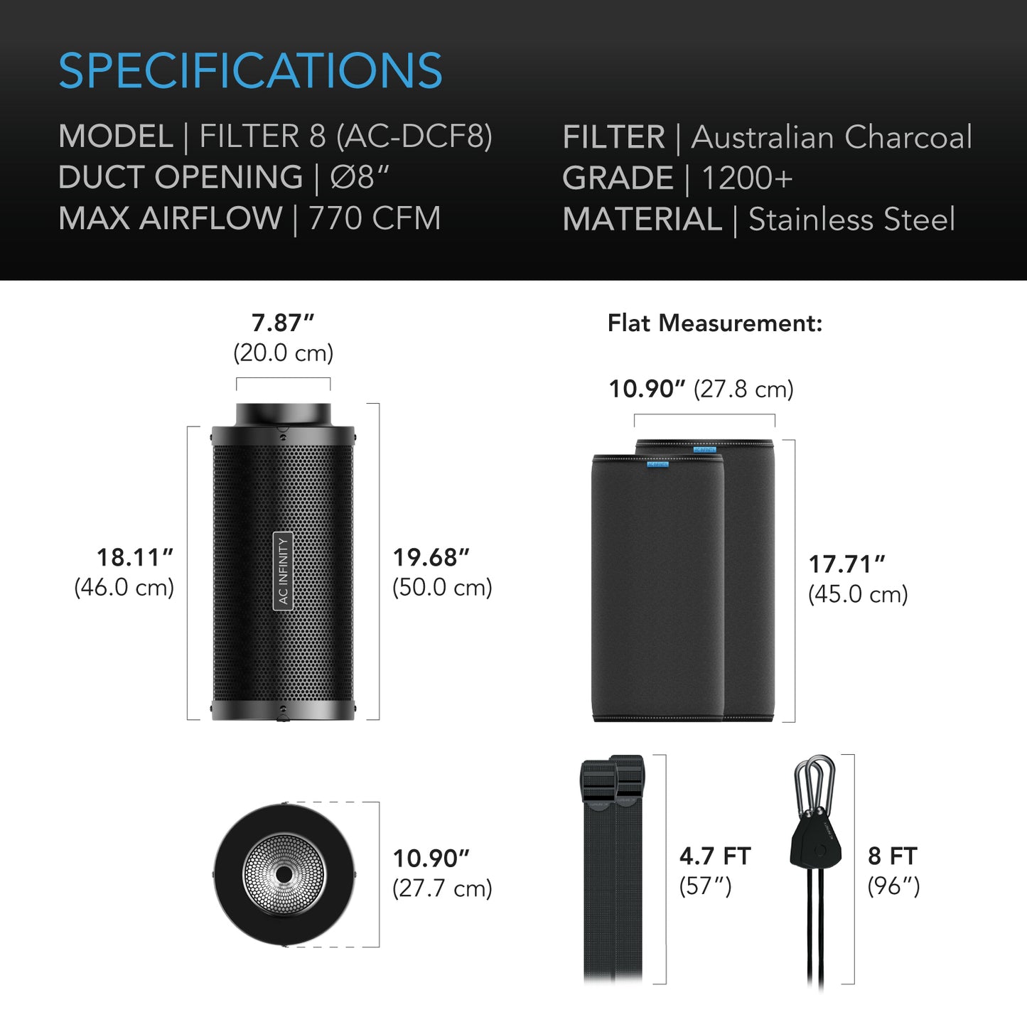 AC Infinity Duct Carbon Filter Australian Charcoal 8-Inch product image 7