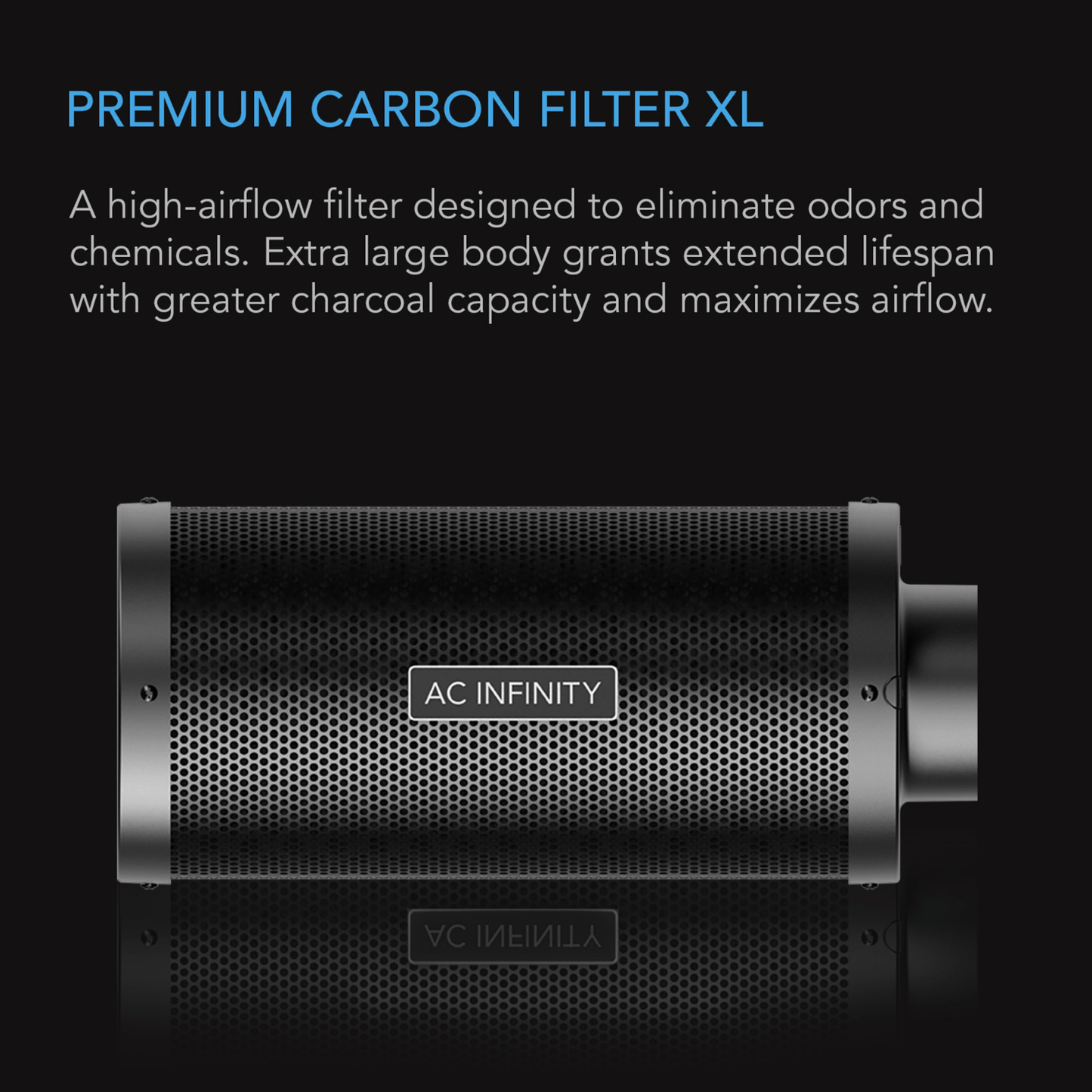 AC Infinity Duct Carbon Filter XL, Australian Charcoal, Extra Large, 4-Inch | AC-DCF4-XL | Grow Tents Depot | Climate Control | 819137023000