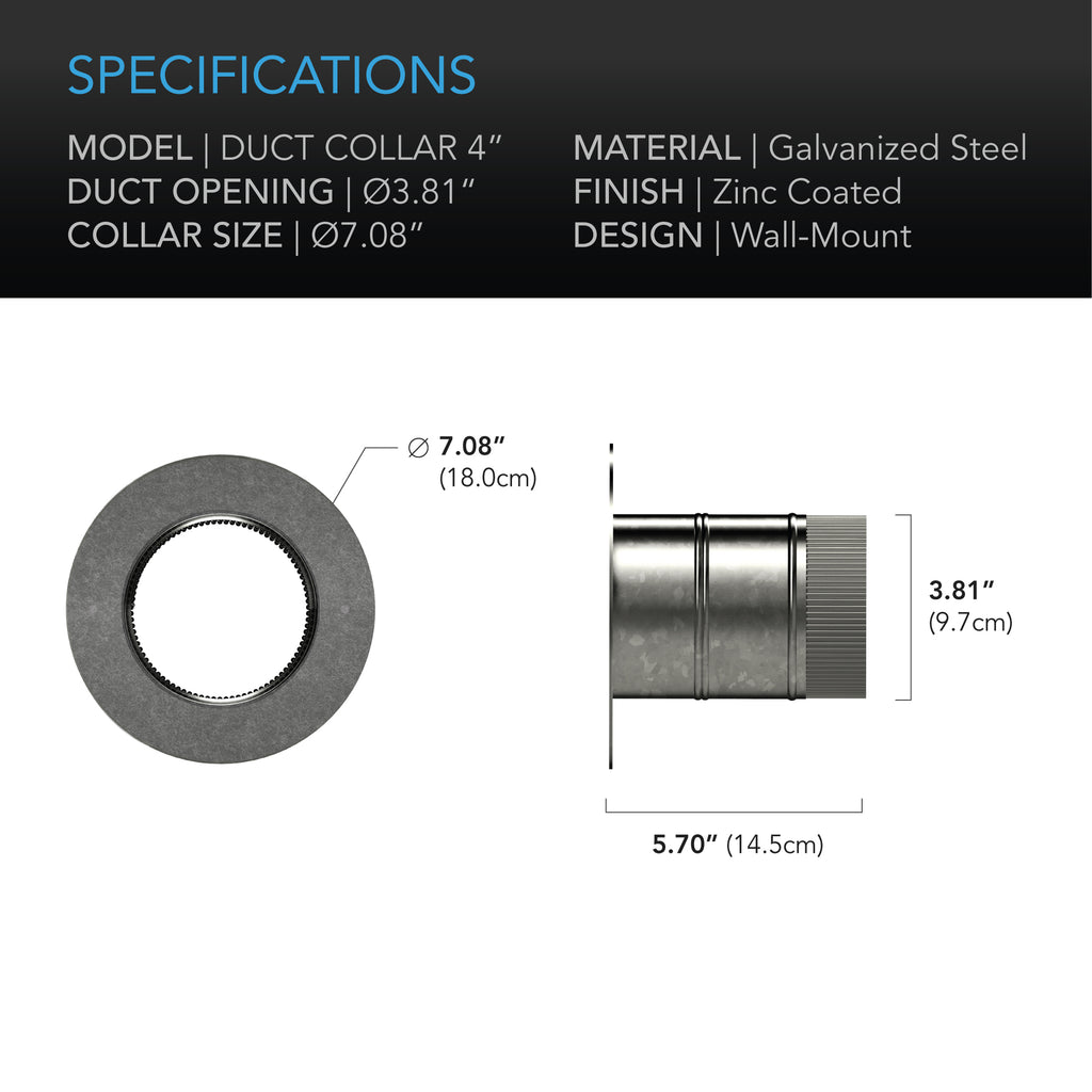 AC Infinity Ducting Collar 4-Inch Galvanized Steel product image 4