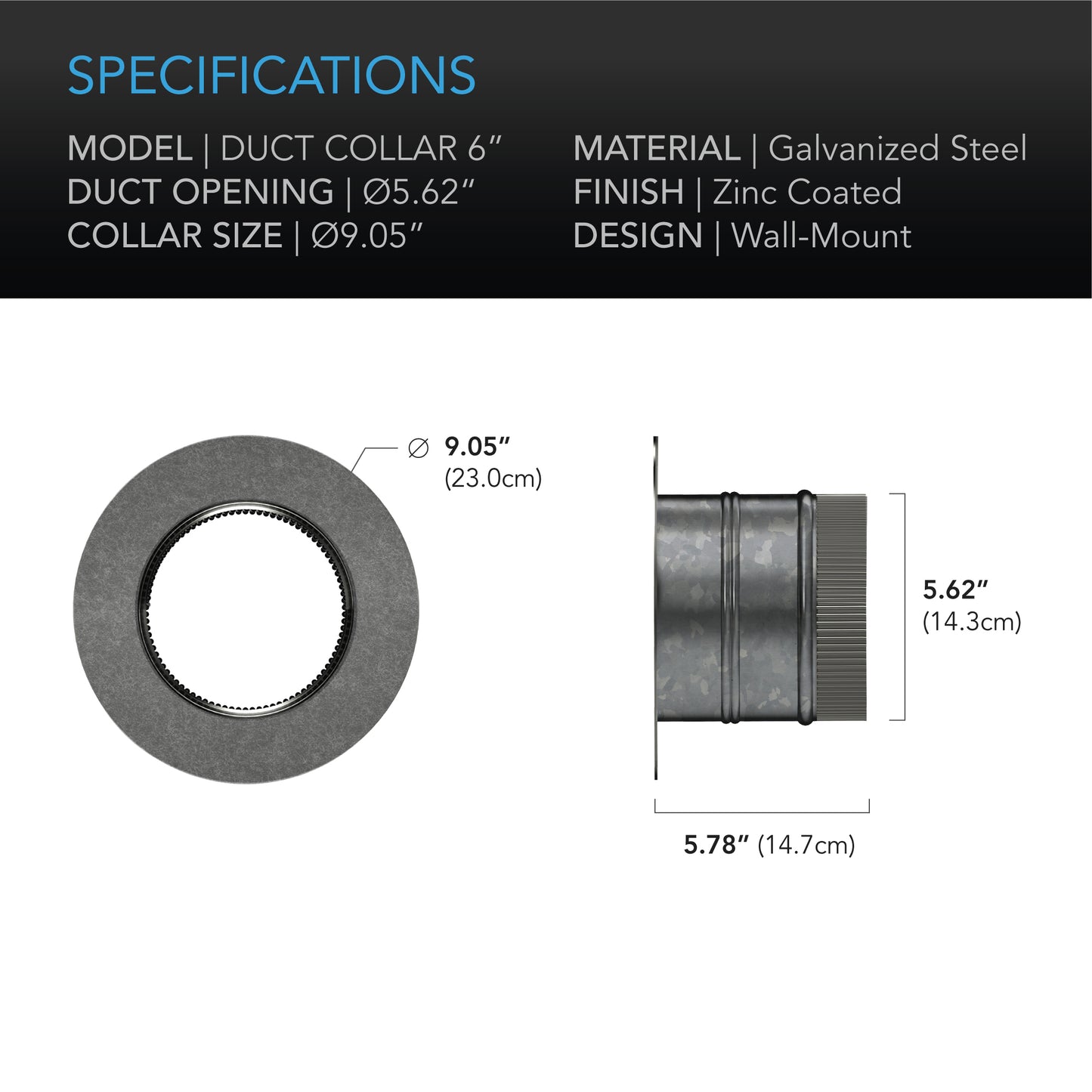 AC Infinity Ducting Collar 6-Inch Galvanized Steel product image 4