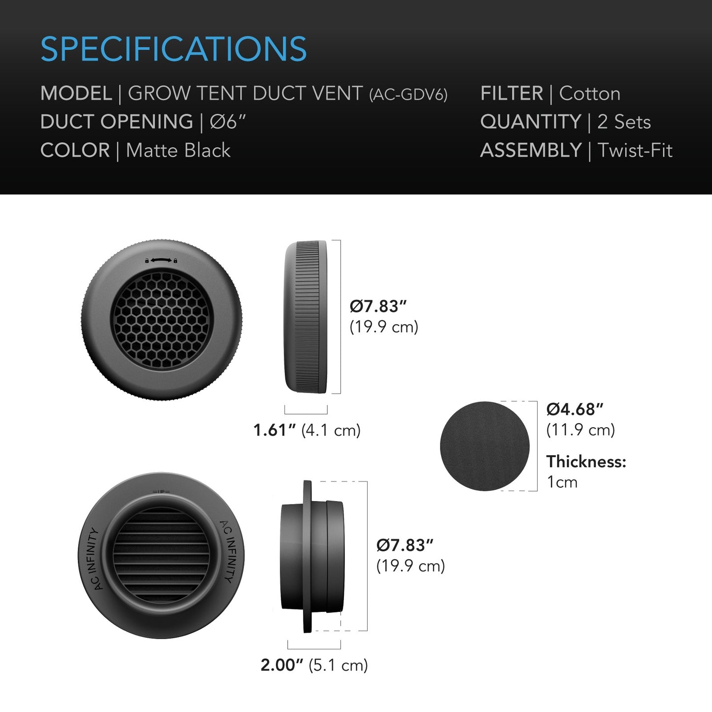 AC Infinity Grow Tent Duct Vent Attachment 6-Inch 2 Pack product image 7